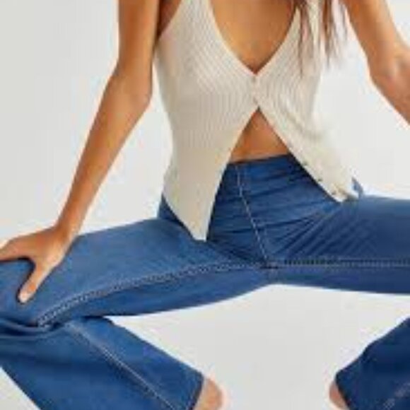 Free People Blue Penny Pull On Flare Leg Jeans! - Picture 6 of 9